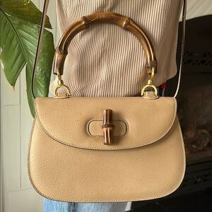 GUCCI Vintage Top Handle Bamboo in Tan